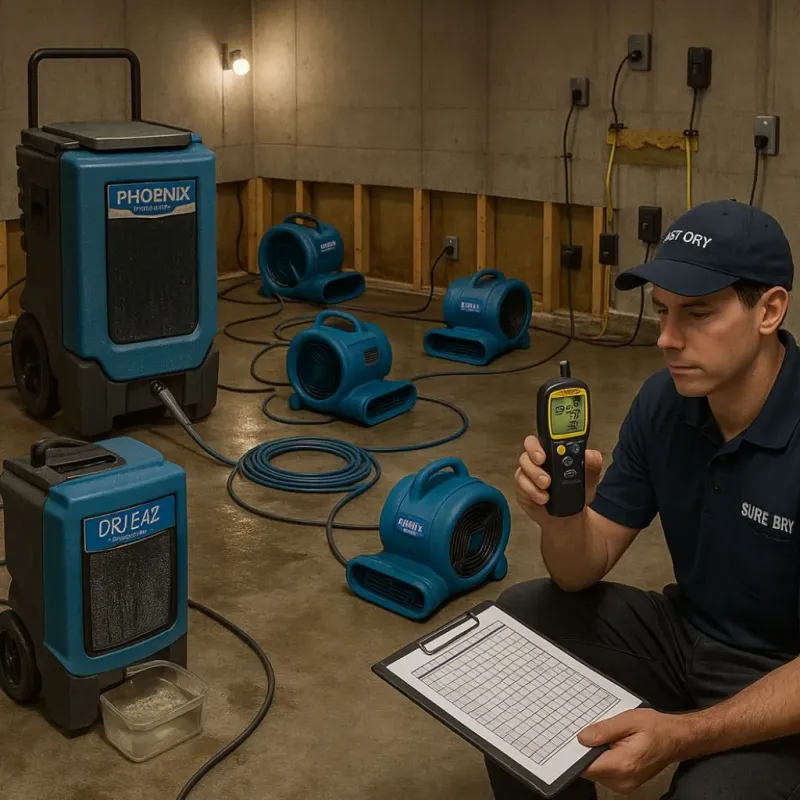 Structural Drying and Dehumidification process in Inniswold, LA